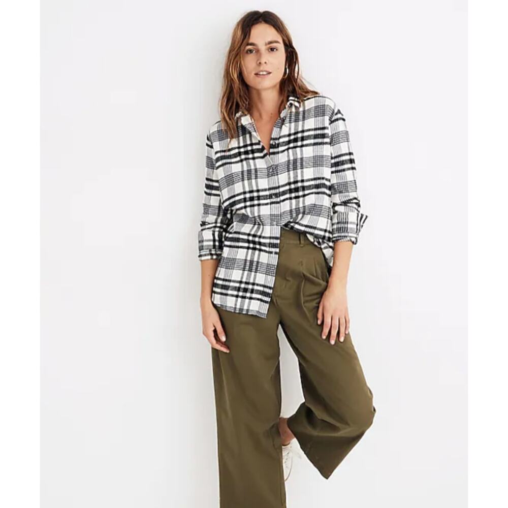 Madewell Flannel‎ Oversized Ex-Boyfriend Shirt in Romana Plaid Size XS Black